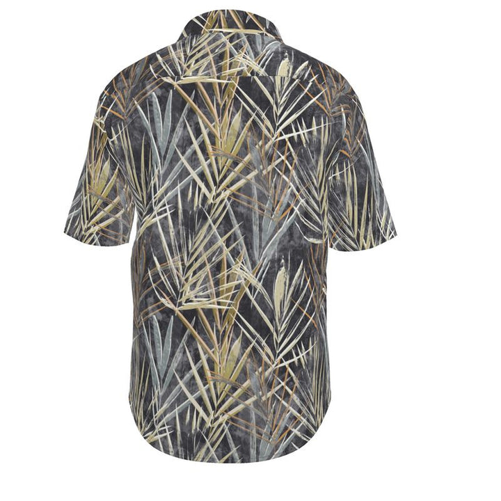 Men’s Charcoal & Sand Palm Leaf Short-Sleeve Shirt | Solenriz - Rizzlly
