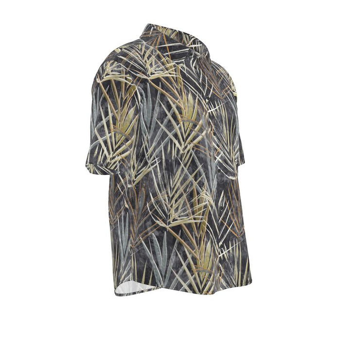 Men’s Charcoal & Sand Palm Leaf Short-Sleeve Shirt | Solenriz - Rizzlly