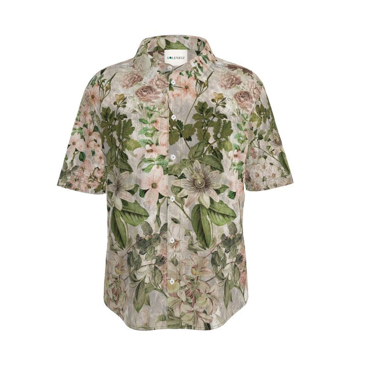 Men’s Blush & Sage Floral Short-Sleeve Shirt | Solenriz - Rizzlly