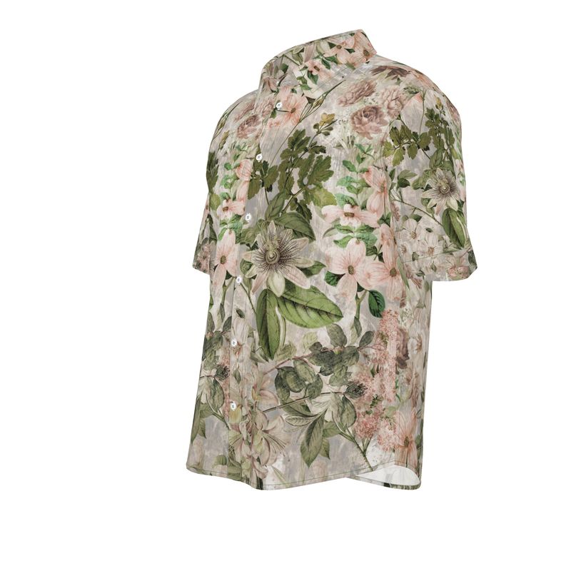 Men’s Blush & Sage Floral Short-Sleeve Shirt | Solenriz - Rizzlly