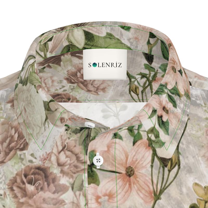 Men’s Blush & Sage Floral Short-Sleeve Shirt | Solenriz - Rizzlly