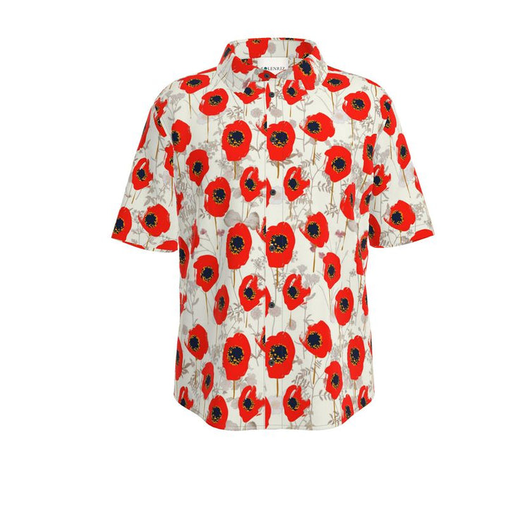 Men’s Ivory & Red Poppy Short-Sleeve Shirt | Solenriz - Rizzlly