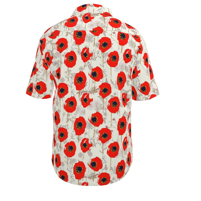 Men’s Ivory & Red Poppy Short-Sleeve Shirt | Solenriz - Rizzlly