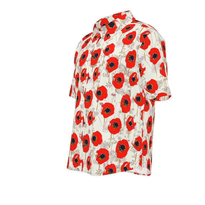 Men’s Ivory & Red Poppy Short-Sleeve Shirt | Solenriz - Rizzlly