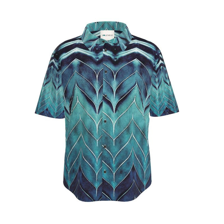 Men’s Teal & Navy Chevron Short-Sleeve Shirt | Solenriz - Rizzlly
