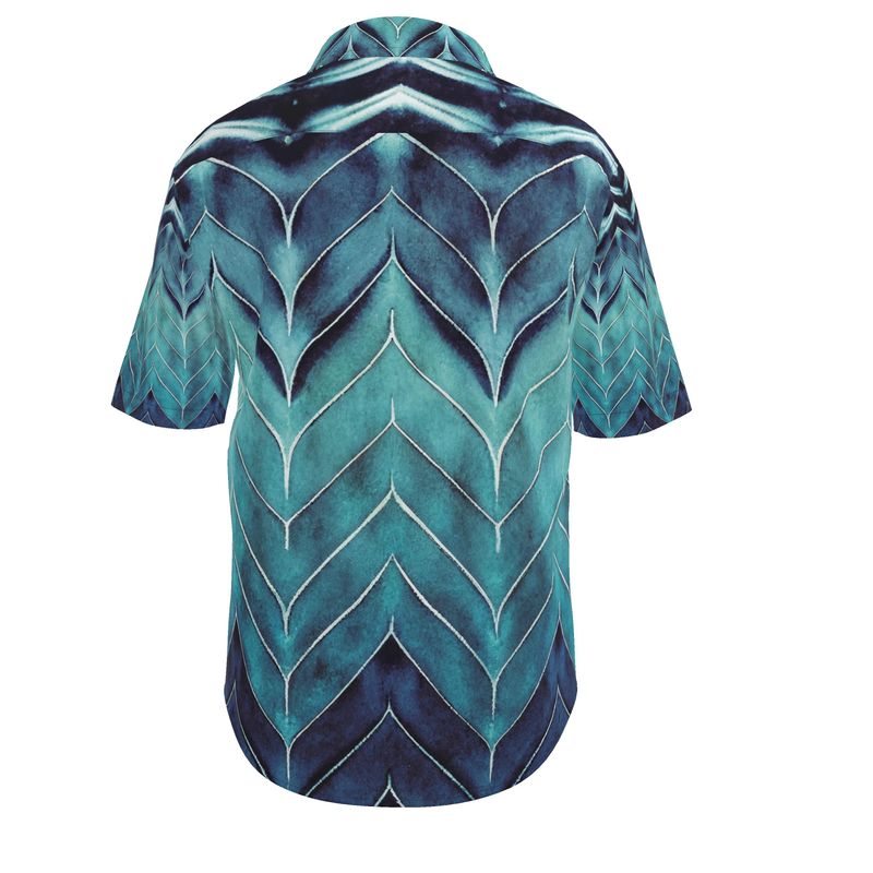 Men’s Teal & Navy Chevron Short-Sleeve Shirt | Solenriz - Rizzlly