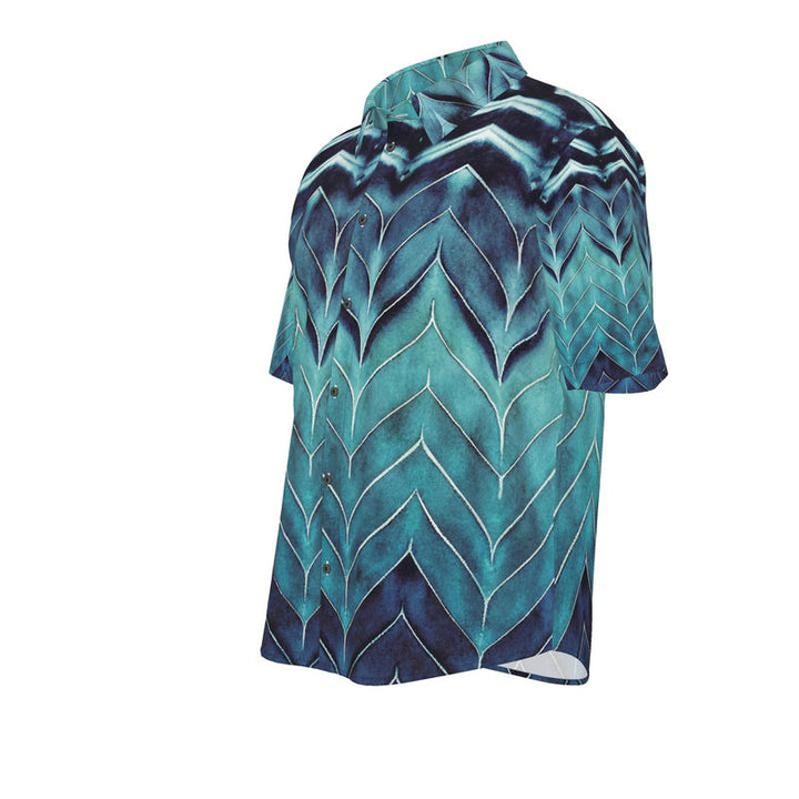 Men’s Teal & Navy Chevron Short-Sleeve Shirt | Solenriz - Rizzlly