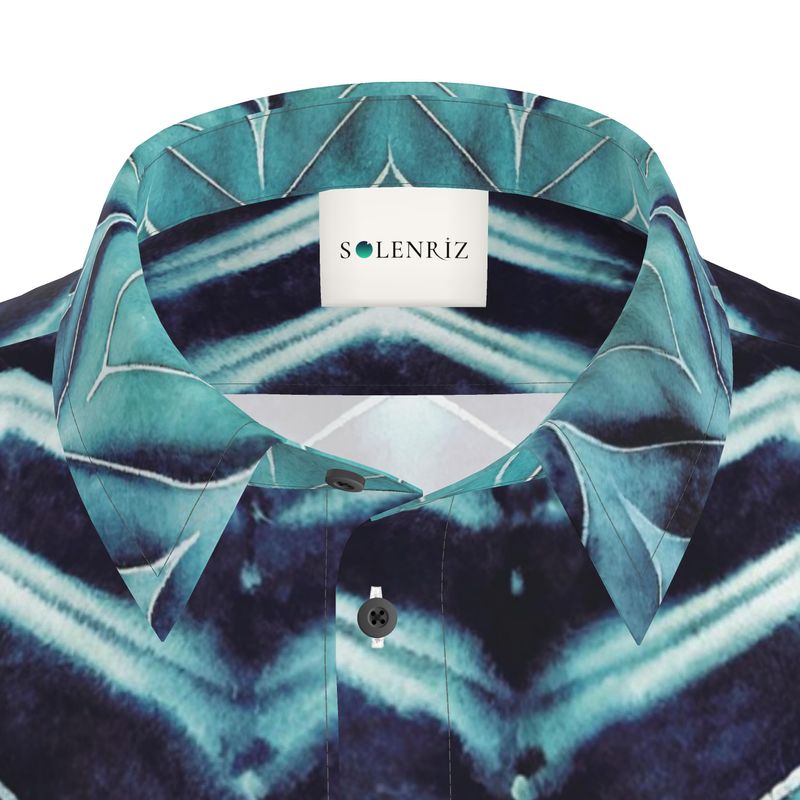 Men’s Teal & Navy Chevron Short-Sleeve Shirt | Solenriz - Rizzlly