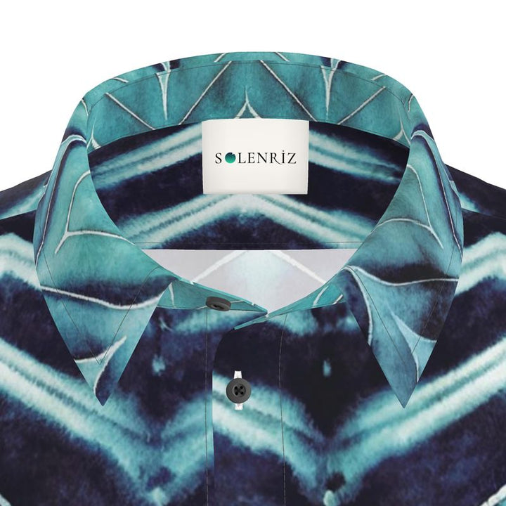 Men’s Teal & Navy Chevron Short-Sleeve Shirt | Solenriz - Rizzlly