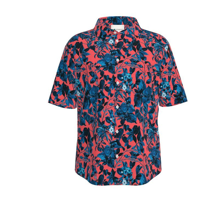 Men’s Coral & Navy Floral Short-Sleeve Shirt | Solenriz - Rizzlly