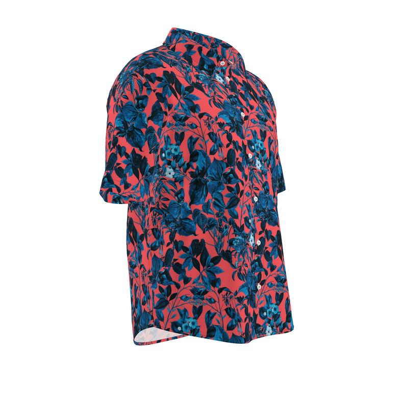 Men’s Coral & Navy Floral Short-Sleeve Shirt | Solenriz - Rizzlly