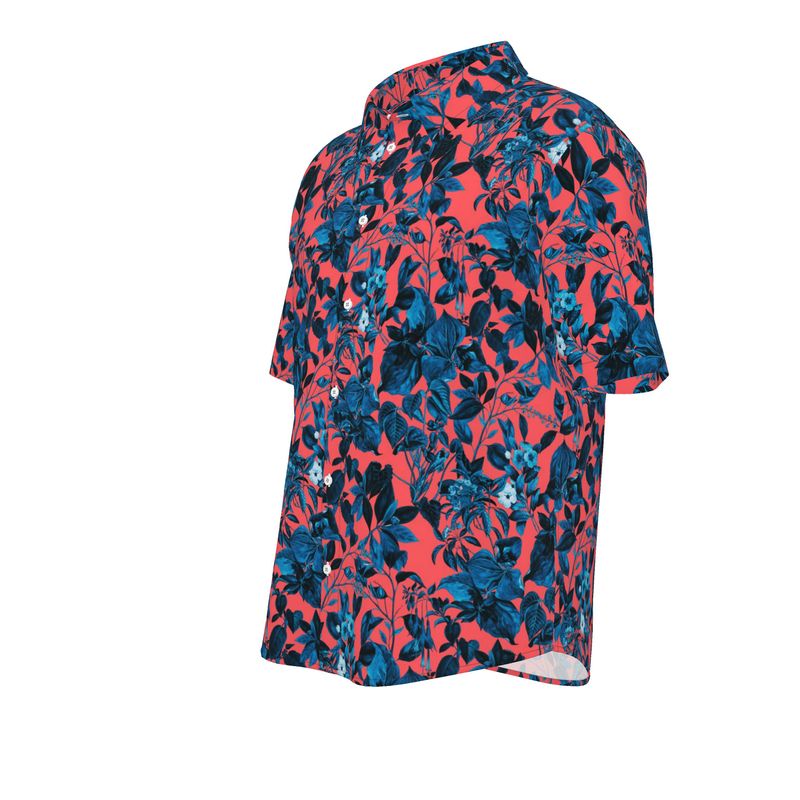 Men’s Coral & Navy Floral Short-Sleeve Shirt | Solenriz - Rizzlly