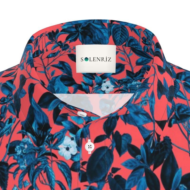 Men’s Coral & Navy Floral Short-Sleeve Shirt | Solenriz - Rizzlly
