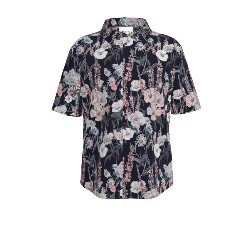 Men’s Charcoal & Blush Floral Short-Sleeve Shirt | Solenriz - Rizzlly