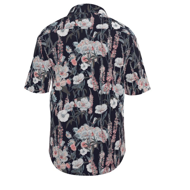 Men’s Charcoal & Blush Floral Short-Sleeve Shirt | Solenriz - Rizzlly