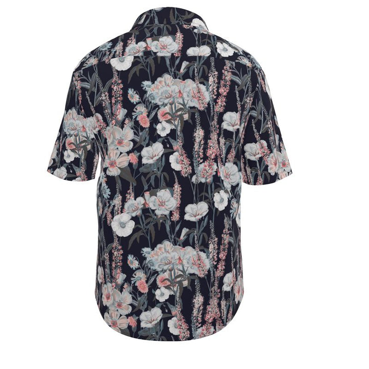 Men’s Charcoal & Blush Floral Short-Sleeve Shirt | Solenriz - Rizzlly