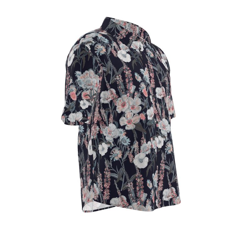 Men’s Charcoal & Blush Floral Short-Sleeve Shirt | Solenriz - Rizzlly