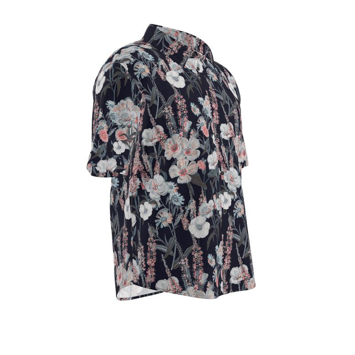 Men’s Charcoal & Blush Floral Short-Sleeve Shirt | Solenriz - Rizzlly