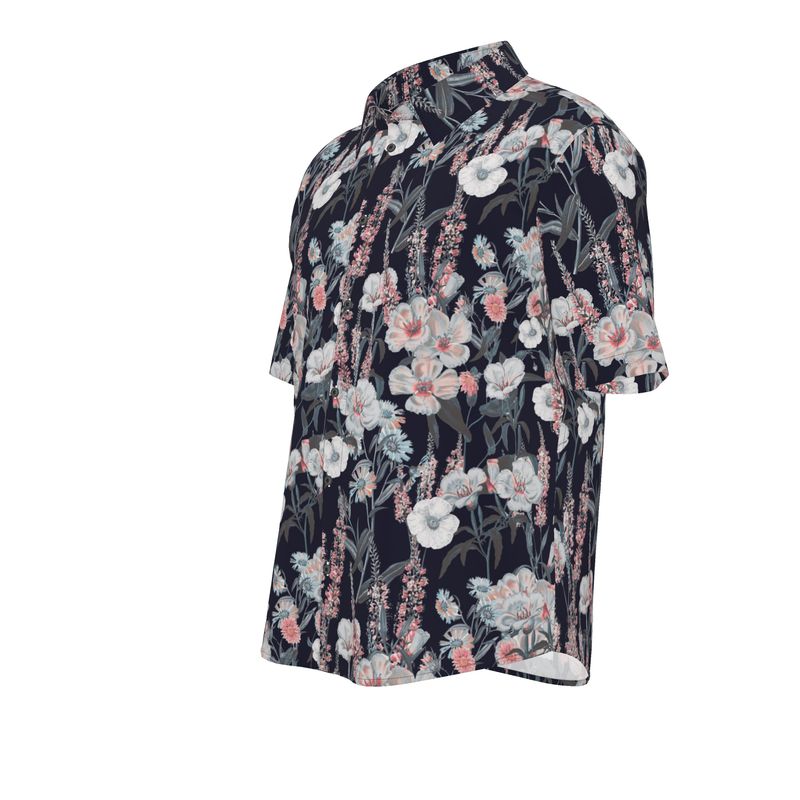 Men’s Charcoal & Blush Floral Short-Sleeve Shirt | Solenriz - Rizzlly