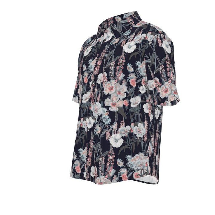 Men’s Charcoal & Blush Floral Short-Sleeve Shirt | Solenriz - Rizzlly
