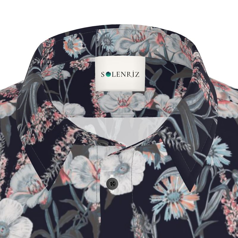 Men’s Charcoal & Blush Floral Short-Sleeve Shirt | Solenriz - Rizzlly