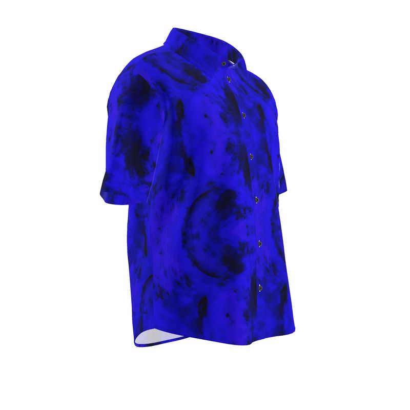 Men’s Electric Blue & Black Abstract Short-Sleeve Shirt | Solenriz - Rizzlly