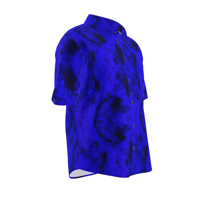 Men’s Electric Blue & Black Abstract Short-Sleeve Shirt | Solenriz - Rizzlly