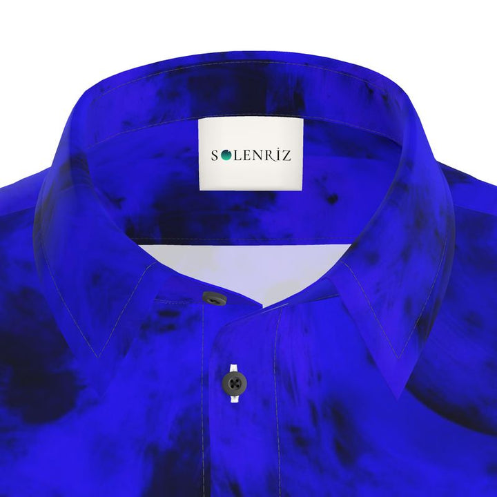 Men’s Electric Blue & Black Abstract Short-Sleeve Shirt | Solenriz - Rizzlly