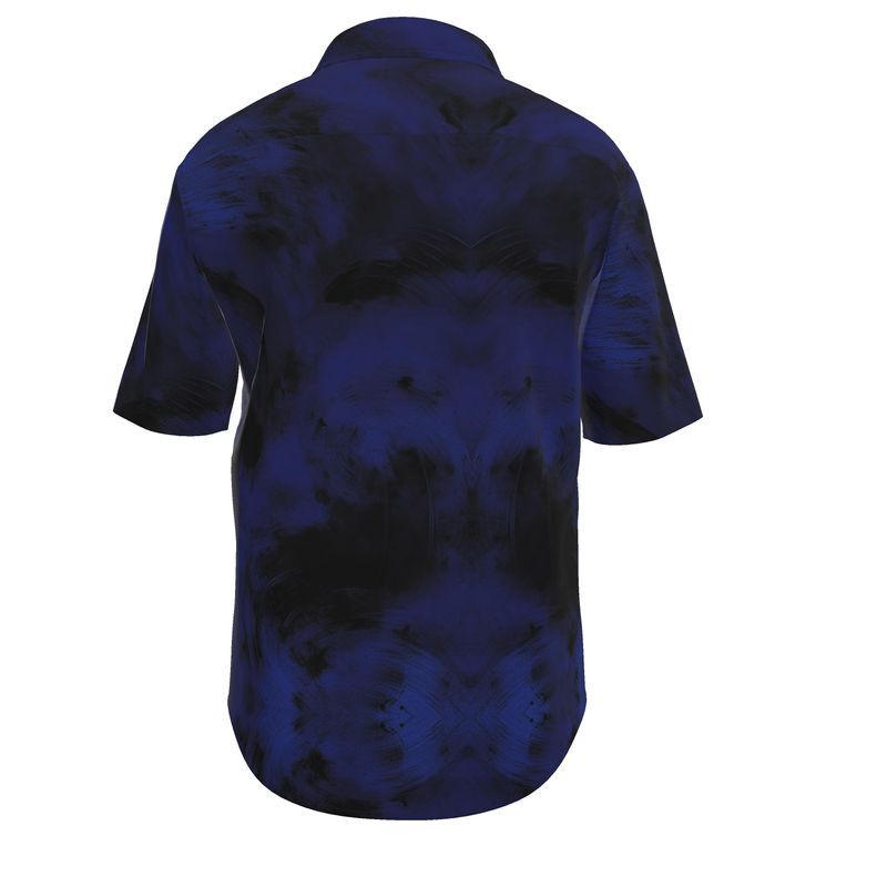 Men’s Midnight Blue & Charcoal Abstract Short-Sleeve Shirt | Solenriz - Rizzlly