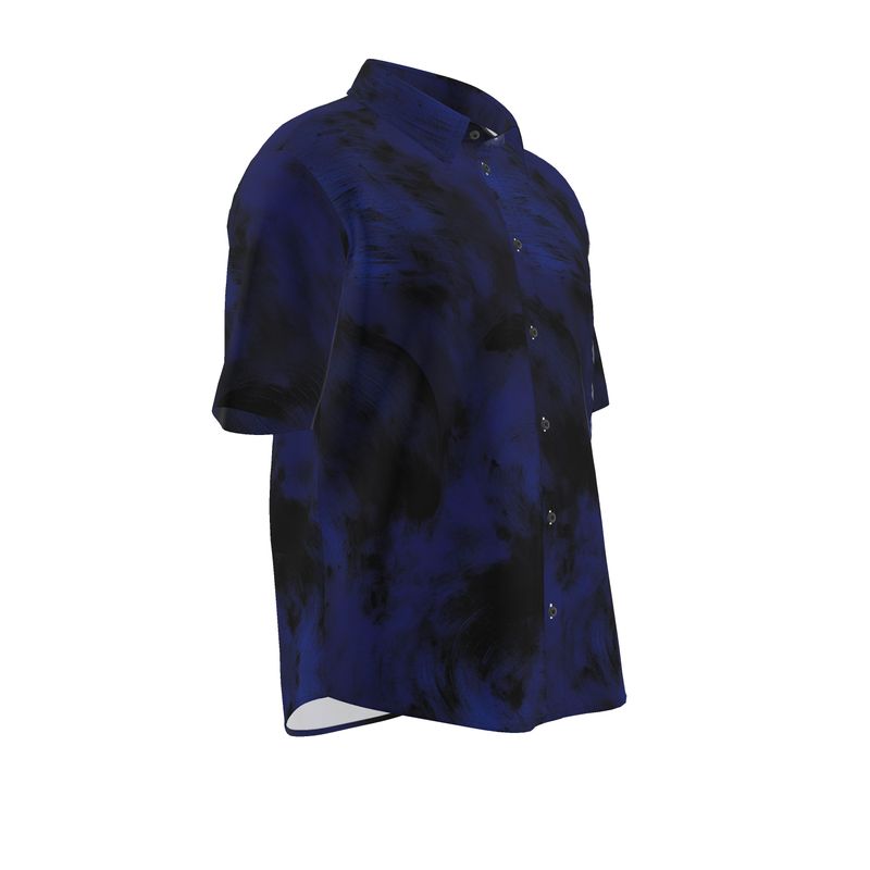 Men’s Midnight Blue & Charcoal Abstract Short-Sleeve Shirt | Solenriz - Rizzlly