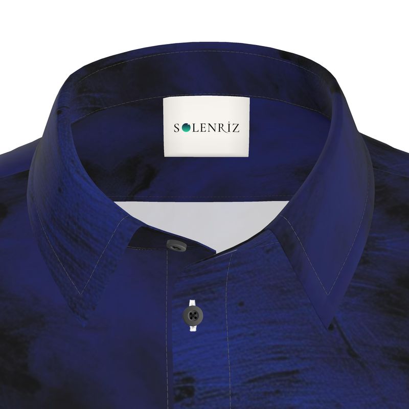 Men’s Midnight Blue & Charcoal Abstract Short-Sleeve Shirt | Solenriz - Rizzlly