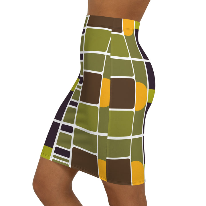 Olive Green Mid-Waist Pencil Skirt | Solenriz - Rizzlly