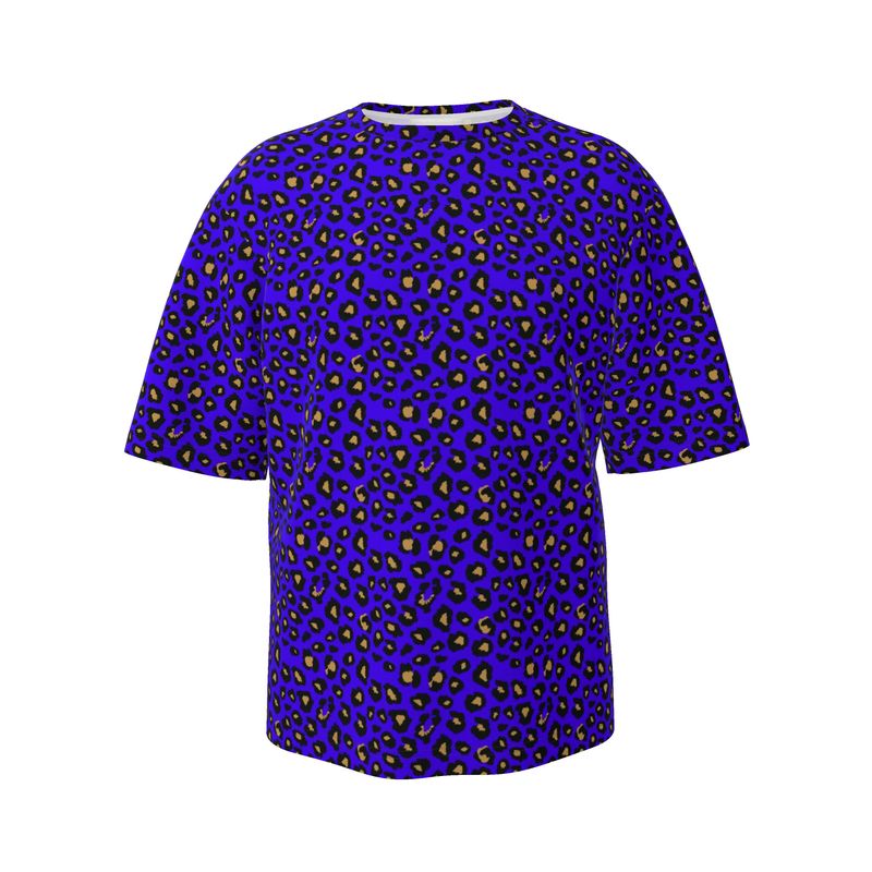 Blue Leopard Mens Oversized T-Shirt | Solenriz - Rizzlly