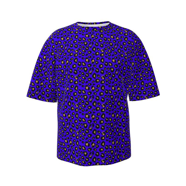 Blue Leopard Mens Oversized T-Shirt | Solenriz - Rizzlly