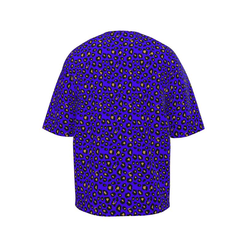 Blue Leopard Mens Oversized T-Shirt | Solenriz - Rizzlly