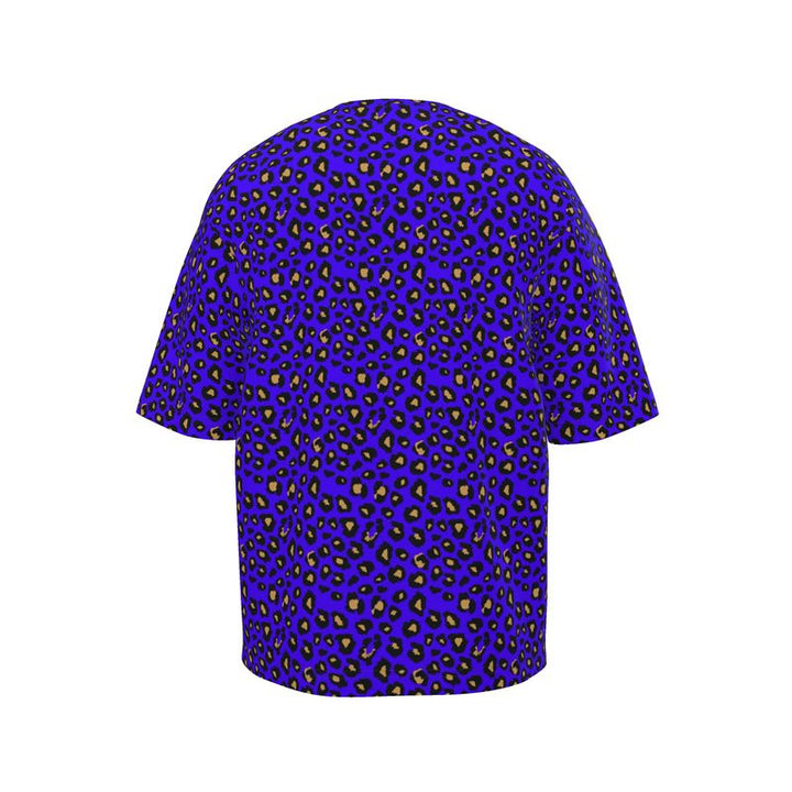 Blue Leopard Mens Oversized T-Shirt | Solenriz - Rizzlly
