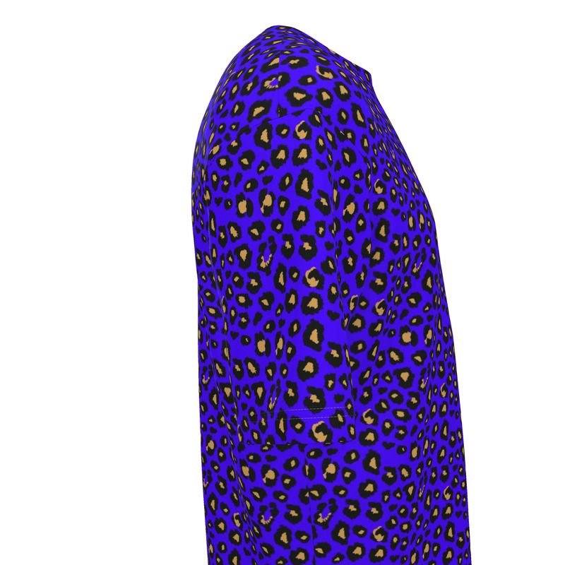 Blue Leopard Mens Oversized T-Shirt | Solenriz - Rizzlly
