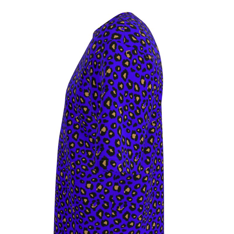 Blue Leopard Mens Oversized T-Shirt | Solenriz - Rizzlly