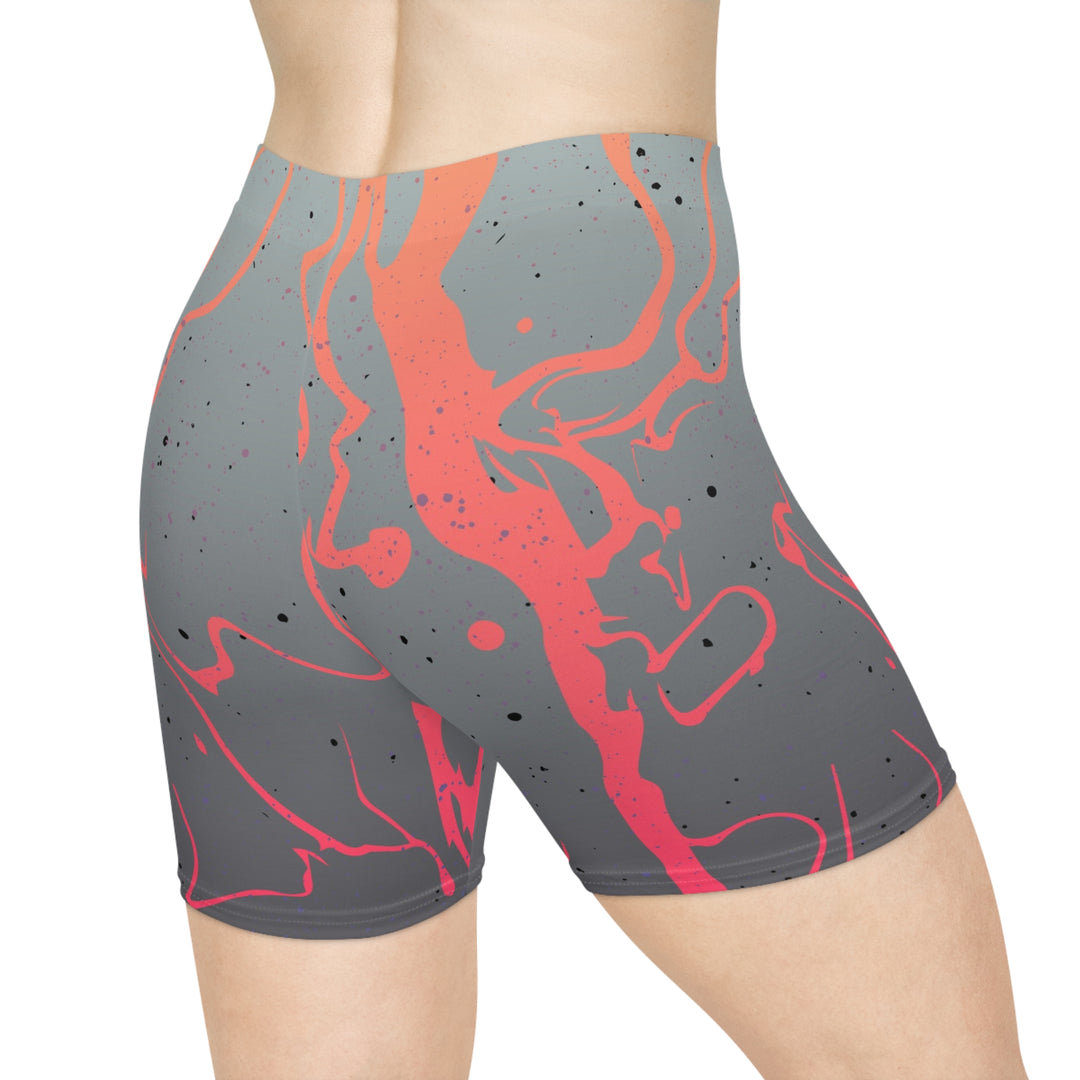 Grey Orange Mirage Biker Shorts | Solenriz - Rizzlly