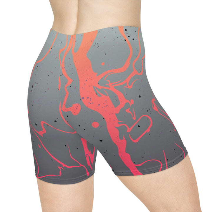 Grey Orange Mirage Biker Shorts | Solenriz - Rizzlly