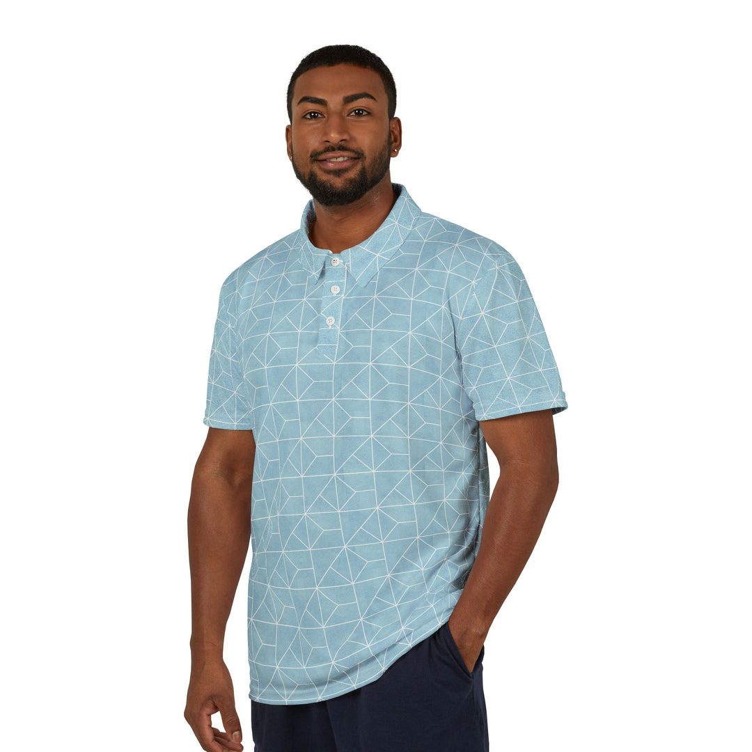 Geometric Teal Polo Shirt | Solenriz - Rizzlly