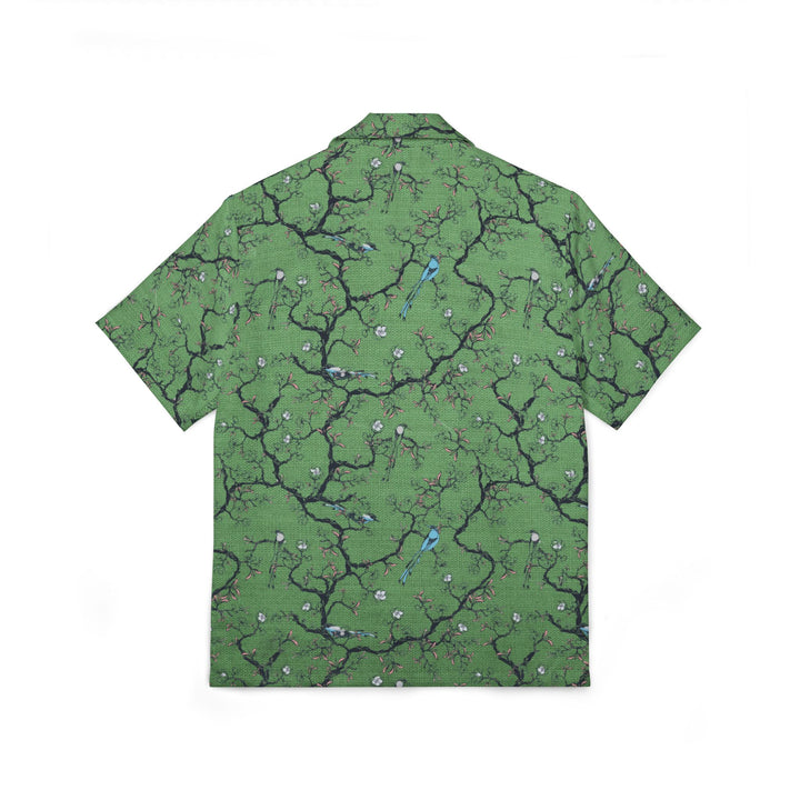 Green Floral Men's Hawaiian Camp Shirt - Perfect for Summer Getaways and Tropical Vacations - Rizzlly