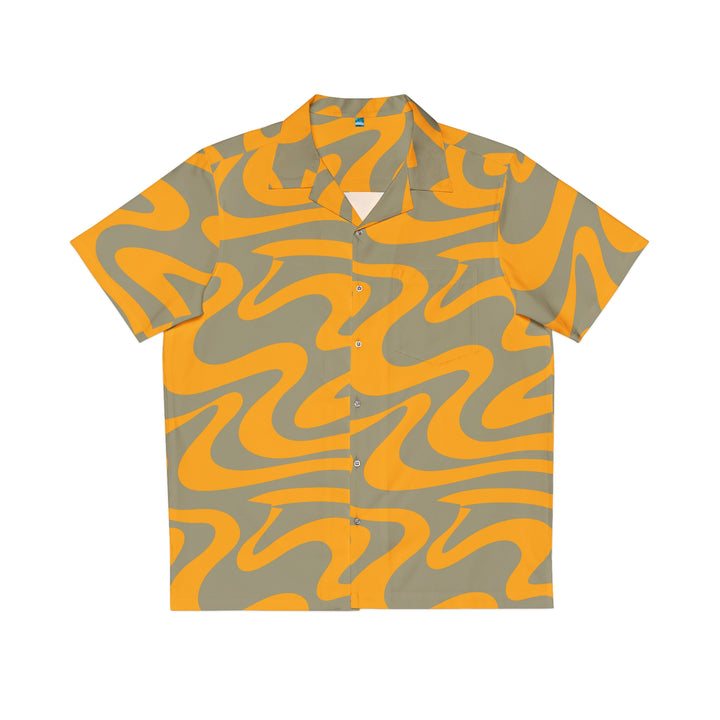 Men’s Mustard & Grey Abstract Hawaiian Shirt | Solenriz - Rizzlly