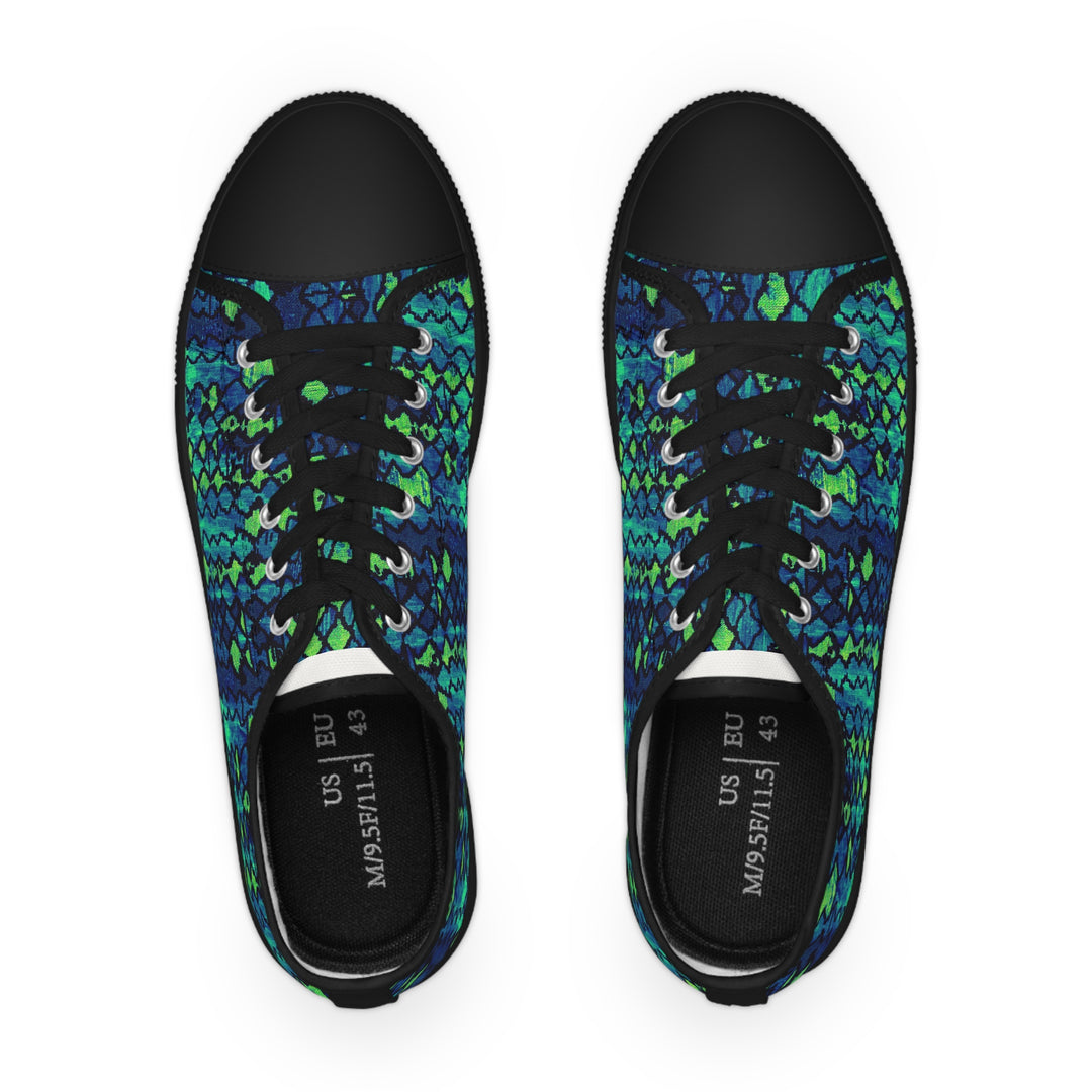 Blue & Green Print Low-Top Sneakers | Solenriz - Rizzlly