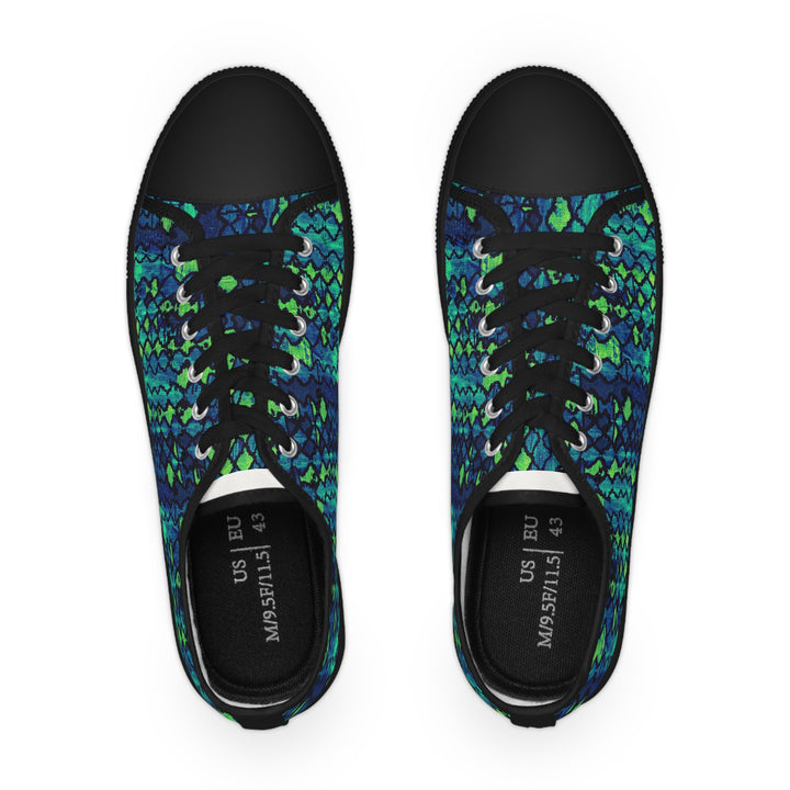Blue & Green Print Low-Top Sneakers | Solenriz - Rizzlly