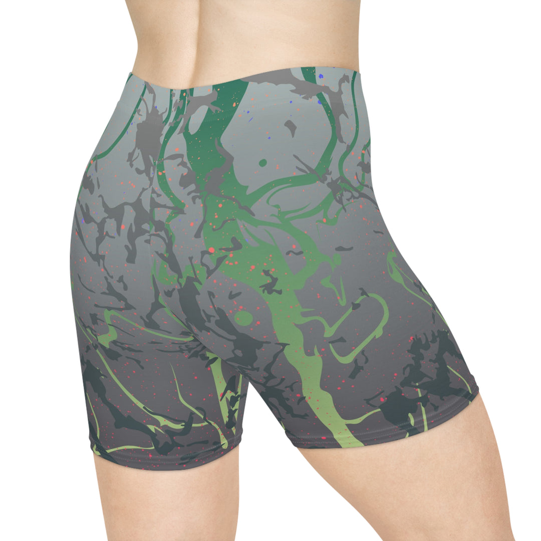 Dark Grey Green Mirage Biker Shorts | Solenriz - Rizzlly