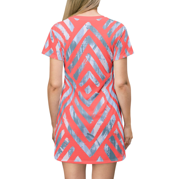 Geometric Print T-Shirt Dress - Casual Chic with Modern Vibes - Rizzlly