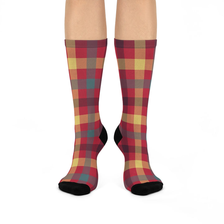 Red Checked Crew Socks | Solenriz - Rizzlly
