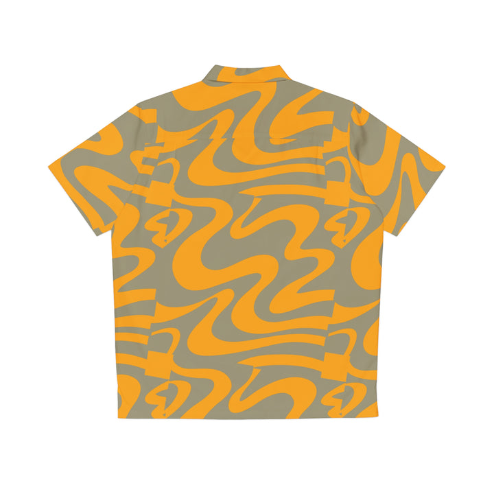 Men’s Mustard & Grey Abstract Hawaiian Shirt | Solenriz - Rizzlly