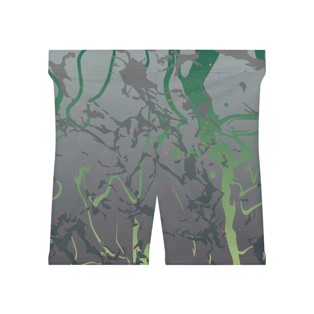 Dark Grey Green Mirage Biker Shorts | Solenriz - Rizzlly